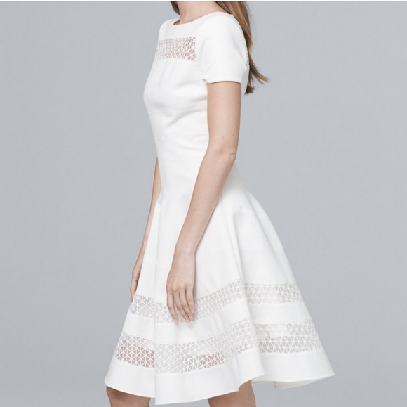 WHBM Banded White Fit-and-Flare Dress - Ecru - Size 2 - Picture 3 of 7